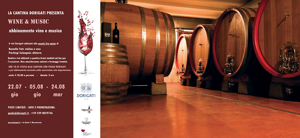 Tre appuntamenti alla Cantina Dorigati per abbinare la degustazione di vini alla musica